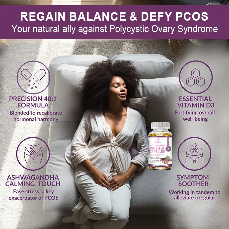 Myo-Inositol & D-Chiro Inositol Capsule with Folate Supports Ovarian Function Hormone Balance Fertility Supplement Beauty Health