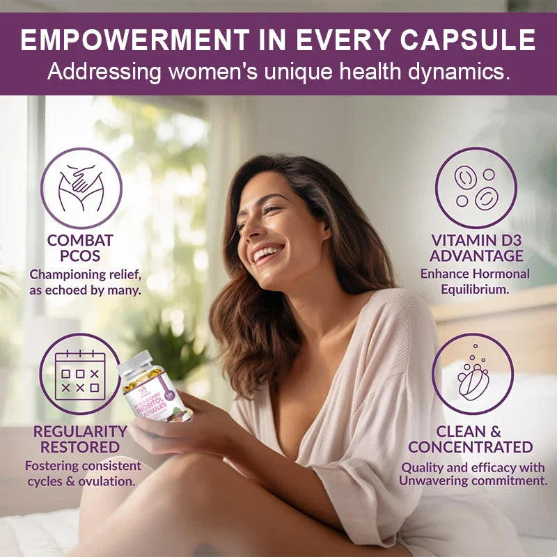 Myo-Inositol & D-Chiro Inositol Capsule with Folate Supports Ovarian Function Hormone Balance Fertility Supplement Beauty Health